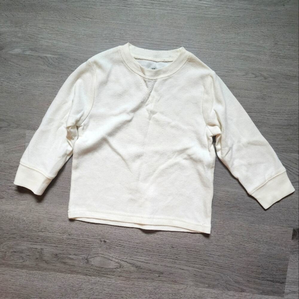 The Children's Place Boy's White Long Sleeve Crewneck Waffle Knit Shirt 2T